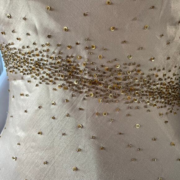 🔥Vintage Y2K Asymmetrical Neck Beaded Embellished Open Back Formal Party Dress - Picture 11 of 16